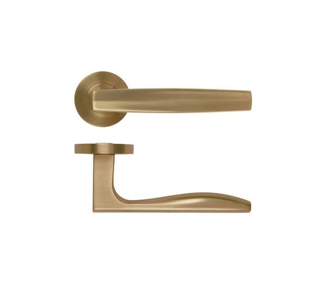 Rosso Maniglie Apennine Lever On Round Rose - Antique Brass