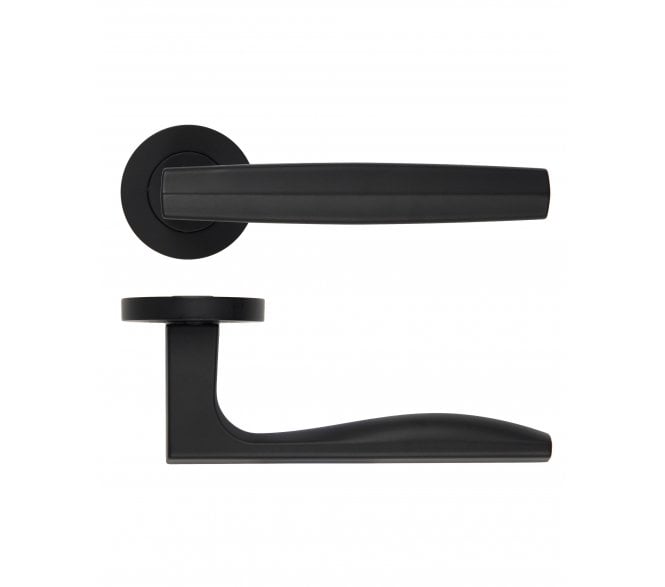 Rosso Maniglie Apennine Lever On Round Rose - Oscuro Matt Black