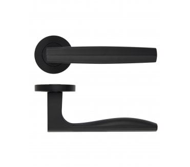 Rosso Maniglie Apennine Lever On Round Rose - Oscuro Matt Black