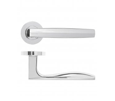 Rosso Maniglie Apennine Lever On Round Rose - Polished Chrome