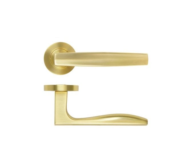 Rosso Maniglie Apennine Lever On Round Rose - Satin Brass