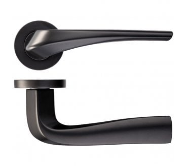 Rosso Maniglie Aries Door Handles On Round Rose - Matt Black
