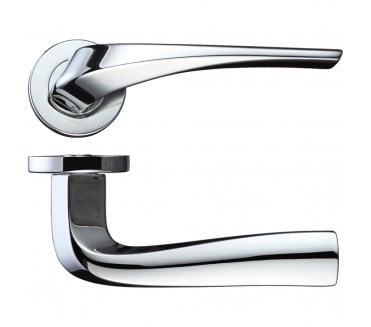 Rosso Maniglie Aries Door Handles On Round Rose - Polished Chrome