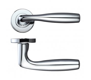 Rosso Maniglie Corvus Door Handles On Round Rose - Polished Chrome