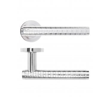 Rosso Maniglie Favo Lever On Round Rose - Polished Chrome