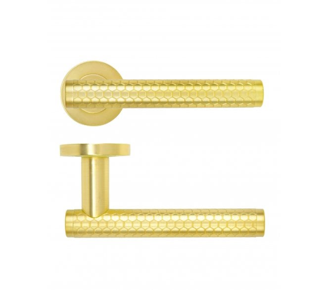 Rosso Maniglie Favo Lever On Round Rose - Satin Brass