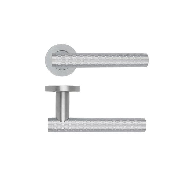 Rosso Maniglie Favo Lever On Round Rose - Satin Chrome