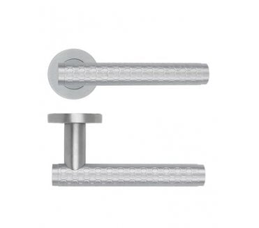 Rosso Maniglie Favo Lever On Round Rose - Satin Chrome