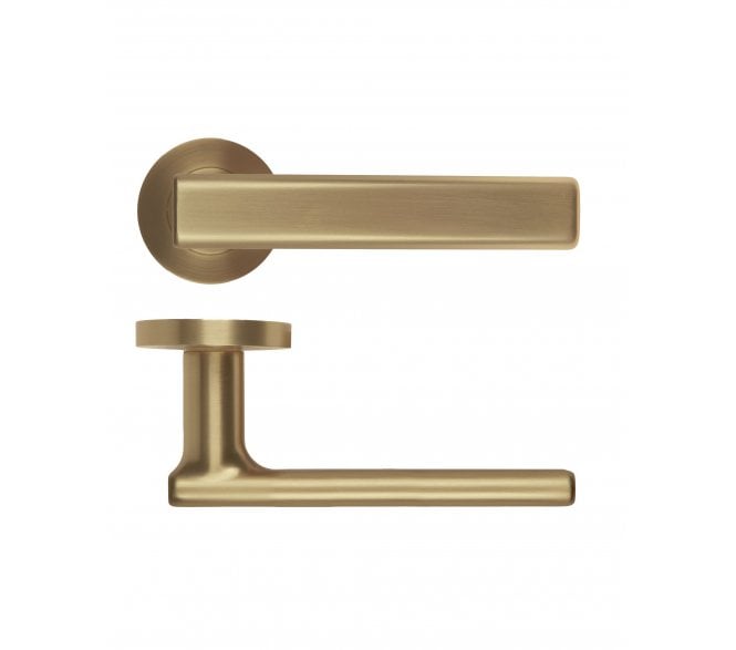 Rosso Maniglie Frigo Lever On Round Rose - Antique Brass