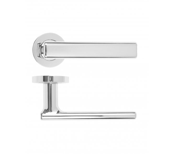 Rosso Maniglie Frigo Lever On Round Rose - Polished Chrome