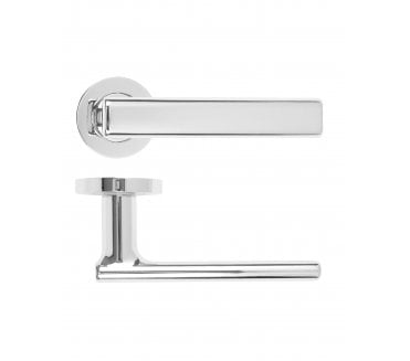 Rosso Maniglie Frigo Lever On Round Rose - Polished Chrome