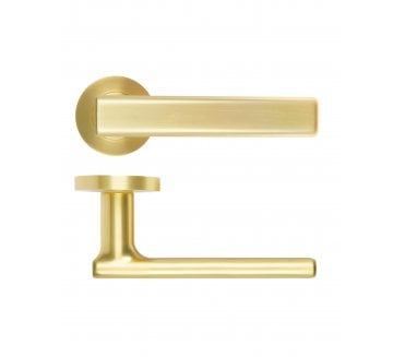 Rosso Maniglie Frigo Lever On Round Rose - Satin Brass