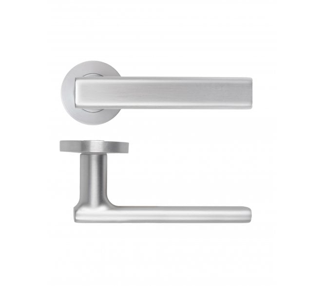 Rosso Maniglie Frigo Lever On Round Rose - Satin Chrome