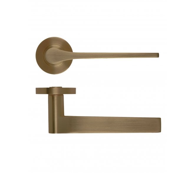 Rosso Maniglie Gio Lever On Round Rose - Antique Brass