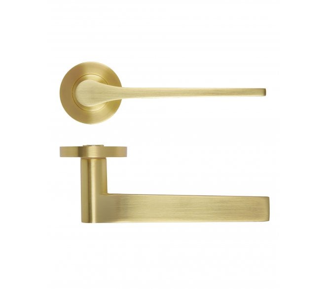 Rosso Maniglie Gio Lever On Round Rose - Satin Brass