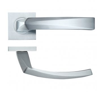 Rosso Maniglie Hydra Designer Door Handles on Square Rose - Satin Chrome