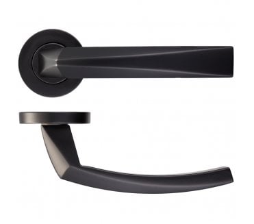 Rosso Maniglie Hydra Door Handles On Round Rose - Matt Black