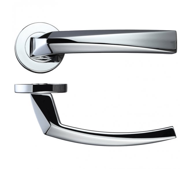 Rosso Maniglie Hydra Door Handles On Round Rose - Polished Chrome