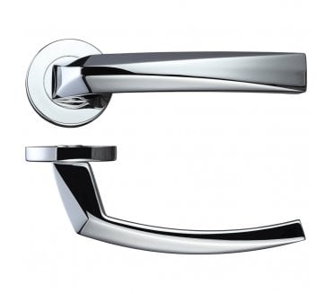 Rosso Maniglie Hydra Door Handles On Round Rose - Polished Chrome