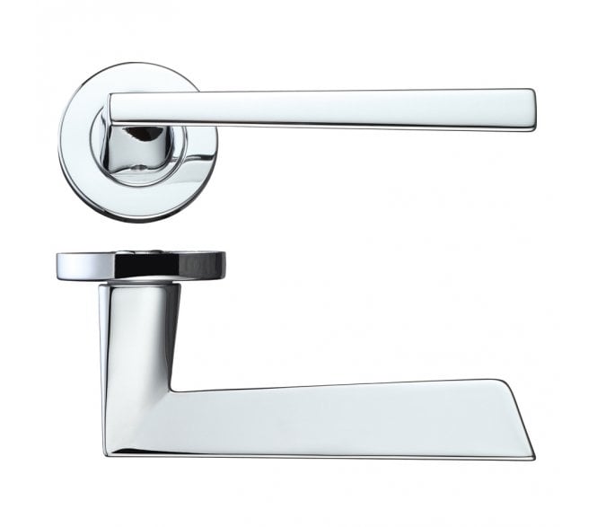 Rosso Maniglie Lupus Door Handles On Round Rose - Polished Chrome