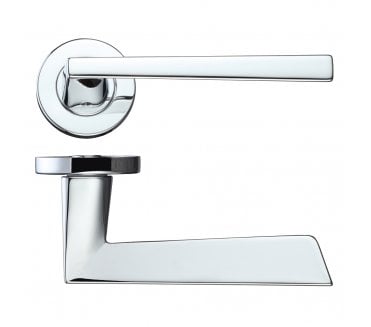 Rosso Maniglie Lupus Door Handles On Round Rose - Polished Chrome