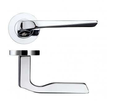 Rosso Maniglie Lyra Door Handles On Round Rose - Polished Chrome