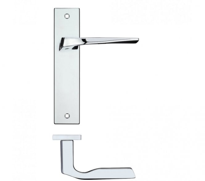 Rosso Maniglie Lyra Lever Handles On Backplate - Polished Chrome