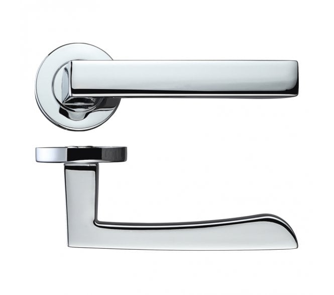 Rosso Maniglie Mensa Door Handles On Round Rose - Polished Chrome