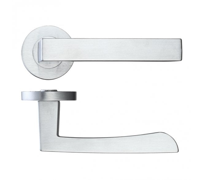 Rosso Maniglie Mensa Door Handles On Round Rose - Satin Chrome