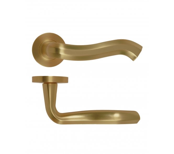Rosso Maniglie Rococo Lever On Round Rose - Antique Brass
