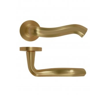 Rosso Maniglie Rococo Lever On Round Rose - Antique Brass
