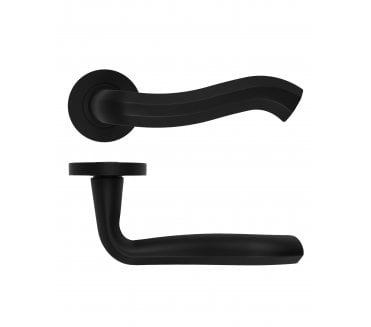Rosso Maniglie Rococo Lever On Round Rose - Oscuro Matt Black
