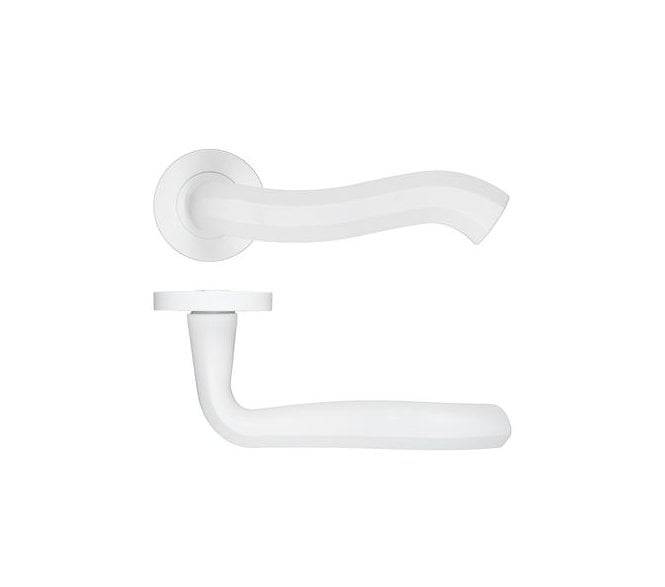 Rosso Maniglie Rococo Lever On Round Rose - Powder Coated White