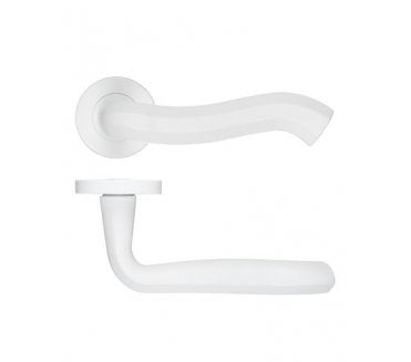 Rosso Maniglie Rococo Lever On Round Rose - Powder Coated White