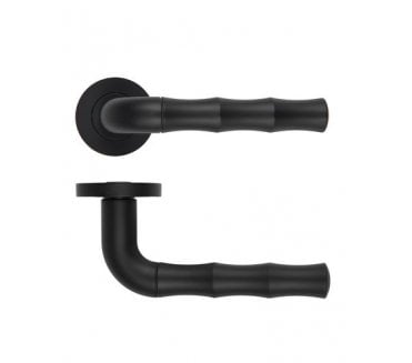 Rosso Maniglie Vasco Lever On Round Rose - Oscuro Matt Black