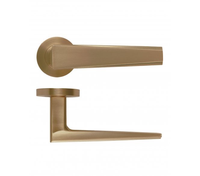 Rosso Maniglie Veloce Lever On Round Rose - Antique Brass