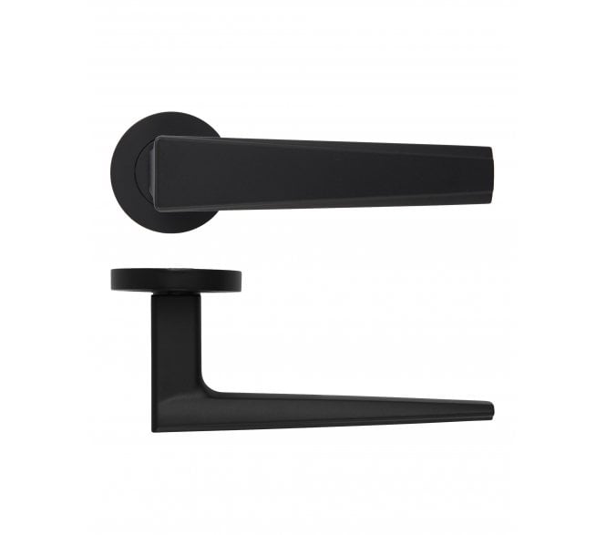 Rosso Maniglie Veloce Lever On Round Rose - Oscuro Matt Black