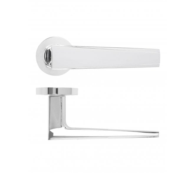 Rosso Maniglie Veloce Lever On Round Rose - Polished Chrome