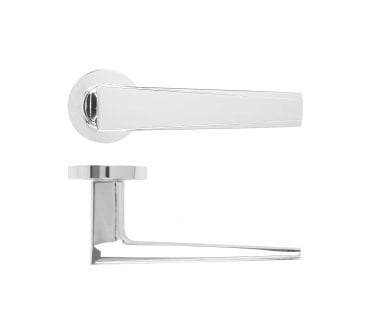 Rosso Maniglie Veloce Lever On Round Rose - Polished Chrome