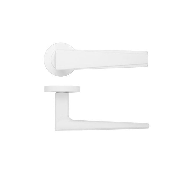 Rosso Maniglie Veloce Lever On Round Rose - Powder Coated White