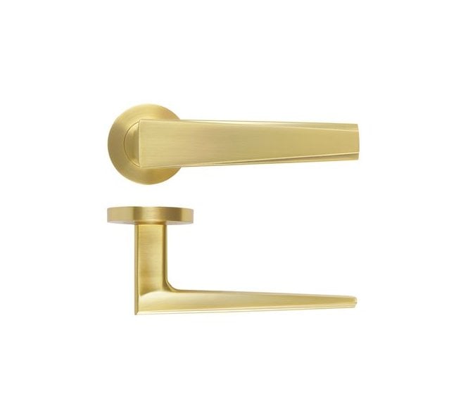 Rosso Maniglie Veloce Lever On Round Rose - Satin Brass