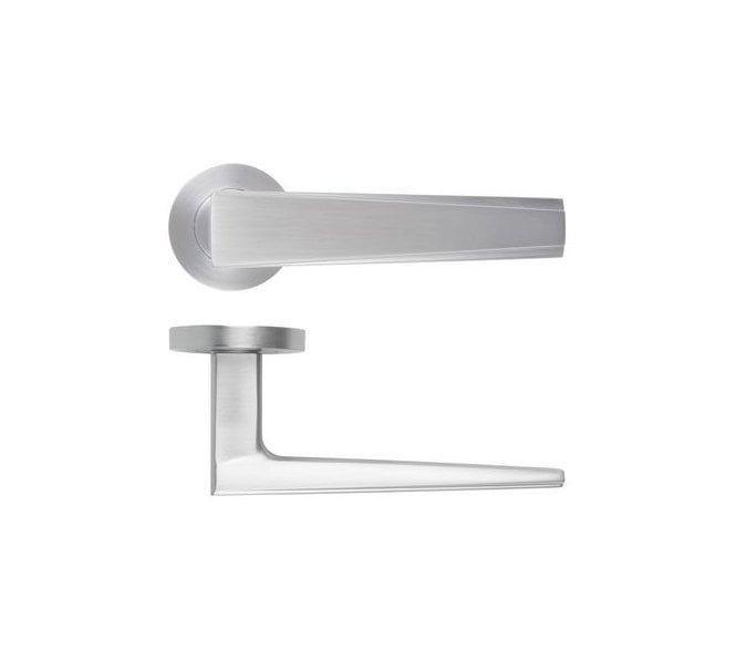 Rosso Maniglie Veloce Lever On Round Rose - Satin Chrome