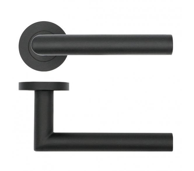 Rosso Tecnica RT010 Lugano Door Handles on Rose - Matt Black