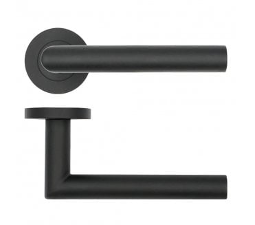 Rosso Tecnica RT010 Lugano Door Handles on Rose - Matt Black