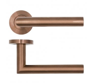 Rosso Tecnica RT010 Lugano Door Handles on Rose - PVD Satin Bronze
