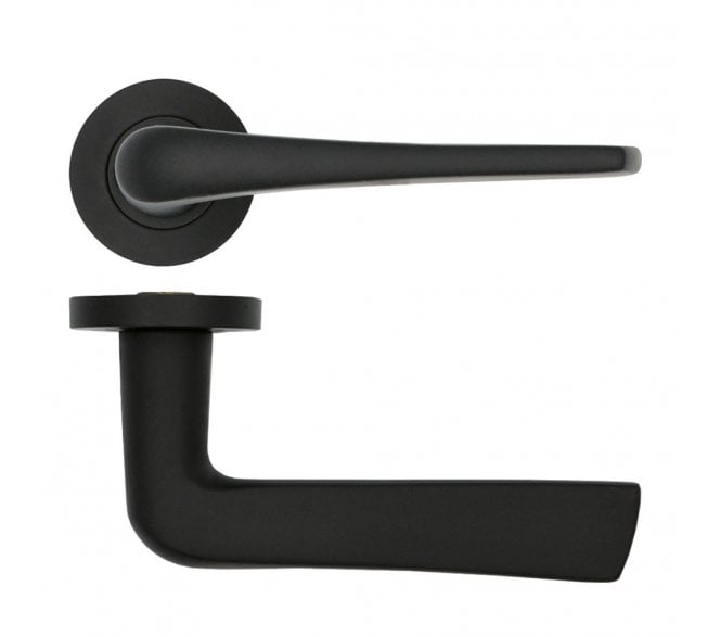 Rosso Tecnica RT020 Como Door Handles on Rose - Matt Black