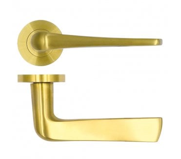 Rosso Tecnica RT020 Como Door Handles on Rose - PVD Satin Brass