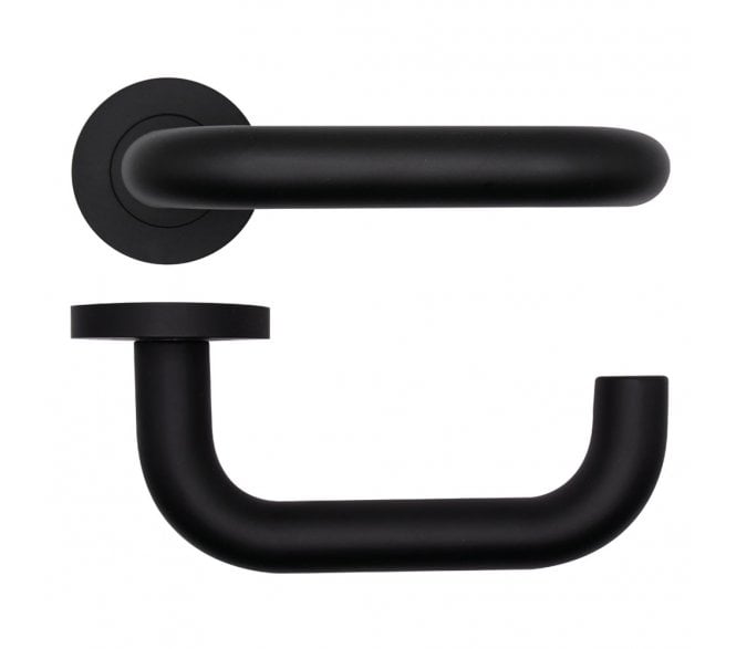 Rosso Tecnica RT030 Maggiore Door Handles on Rose - Matt Black