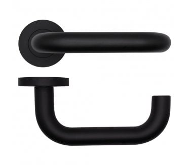 Rosso Tecnica RT030 Maggiore Door Handles on Rose - Matt Black