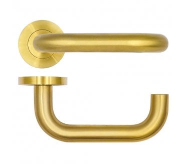 Rosso Tecnica RT030 Maggiore Door Handles on Rose - PVD Satin Brass